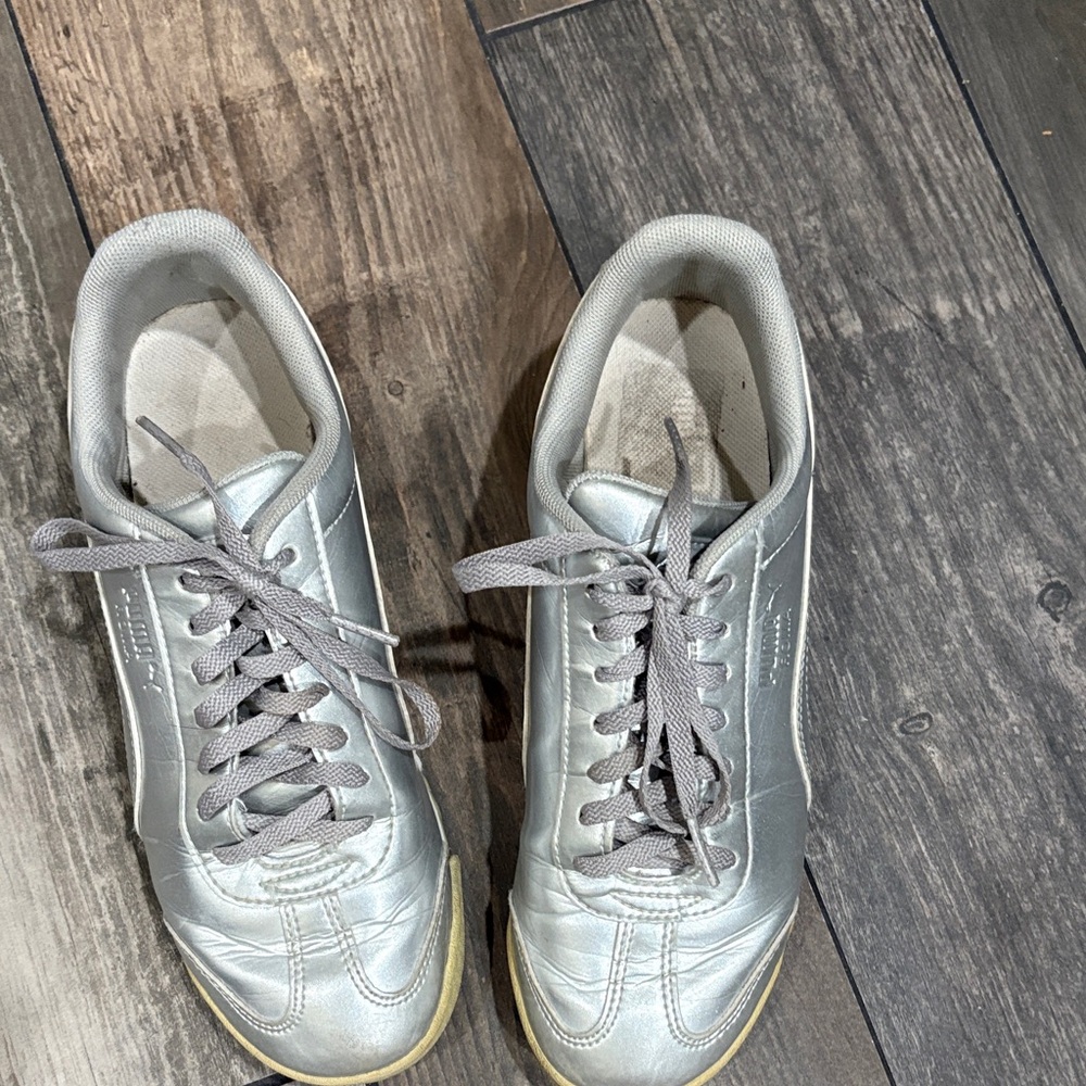 Sporty Puma Silver Athletic Shoes for Women